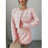 imageSOLY HUX Womens 2 Piece Outfits Plaid Long Sleeve Button Down Cropped Jacket and Sleeveless Mini Dress SetsPink Plaid