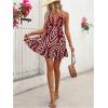 imageSOLY HUX Womens Allover Print Summer Dress Halter Deep V Neck Ruffle Hem Short DressesRed Chevron