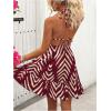 imageSOLY HUX Womens Allover Print Summer Dress Halter Deep V Neck Ruffle Hem Short DressesRed Chevron