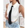 imageSOLY HUX Womens Button Down Sleeveless Crop Shirts Summer Tank Top Cropped Blouse with Matching TieWhite and Black