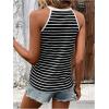 imageSOLY HUX Womens Casual Striped Tank Top Sleeveless Crew Neck Halter Ribbed Summer TopsBlack Striped