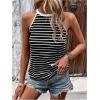 imageSOLY HUX Womens Casual Striped Tank Top Sleeveless Crew Neck Halter Ribbed Summer TopsBlack Striped