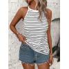 imageSOLY HUX Womens Casual Striped Tank Top Sleeveless Crew Neck Halter Ribbed Summer TopsBlack and White Striped