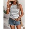 imageSOLY HUX Womens Casual Striped Tank Top Sleeveless Crew Neck Halter Ribbed Summer TopsBlack and White Striped