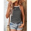 imageSOLY HUX Womens Casual Striped Tank Top Sleeveless Crew Neck Halter Ribbed Summer TopsBlack and White Striped Print