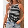 imageSOLY HUX Womens Casual Striped Tank Top Sleeveless Crew Neck Halter Ribbed Summer TopsBlack and White Striped Print