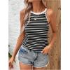 imageSOLY HUX Womens Casual Striped Tank Top Sleeveless Crew Neck Halter Ribbed Summer TopsBlack and White Striped Print