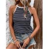 imageSOLY HUX Womens Casual Striped Tank Top Sleeveless Crew Neck Halter Ribbed Summer TopsBlue Striped