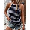 imageSOLY HUX Womens Casual Striped Tank Top Sleeveless Crew Neck Halter Ribbed Summer TopsBlue and White Striped