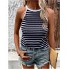 imageSOLY HUX Womens Casual Striped Tank Top Sleeveless Crew Neck Halter Ribbed Summer TopsBlue and White Striped