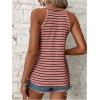 imageSOLY HUX Womens Casual Striped Tank Top Sleeveless Crew Neck Halter Ribbed Summer TopsDusty Pink Striped