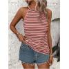 imageSOLY HUX Womens Casual Striped Tank Top Sleeveless Crew Neck Halter Ribbed Summer TopsDusty Pink Striped