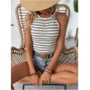 imageSOLY HUX Womens Casual Striped Tank Top Sleeveless Crew Neck Halter Ribbed Summer TopsMulti Striped
