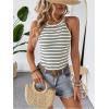 imageSOLY HUX Womens Casual Striped Tank Top Sleeveless Crew Neck Halter Ribbed Summer TopsMulti Striped