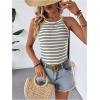imageSOLY HUX Womens Casual Striped Tank Top Sleeveless Crew Neck Halter Ribbed Summer TopsMulti Striped