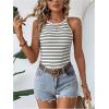 imageSOLY HUX Womens Casual Striped Tank Top Sleeveless Crew Neck Halter Ribbed Summer TopsMulti Striped