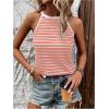 imageSOLY HUX Womens Casual Striped Tank Top Sleeveless Crew Neck Halter Ribbed Summer TopsPink and White Striped