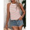 imageSOLY HUX Womens Casual Striped Tank Top Sleeveless Crew Neck Halter Ribbed Summer TopsStriped Multicoloured