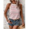 imageSOLY HUX Womens Casual Striped Tank Top Sleeveless Crew Neck Halter Ribbed Summer TopsStriped Multicoloured