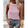 imageSOLY HUX Womens Casual Striped Tank Top Sleeveless Crew Neck Halter Ribbed Summer TopsStriped Pink