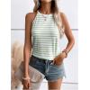 imageSOLY HUX Womens Casual Striped Tank Top Sleeveless Crew Neck Halter Ribbed Summer TopsWhite Striped