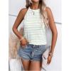 imageSOLY HUX Womens Casual Striped Tank Top Sleeveless Crew Neck Halter Ribbed Summer TopsWhite Striped