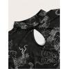 imageSOLY HUX Womens Chinese Cheongsam Short Sleeve Dragon Print Dress Mini Bodycon Evening DressesBlack Printed