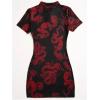 imageSOLY HUX Womens Chinese Cheongsam Short Sleeve Dragon Print Dress Mini Bodycon Evening DressesBlack and Red