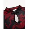 imageSOLY HUX Womens Chinese Cheongsam Short Sleeve Dragon Print Dress Mini Bodycon Evening DressesBlack and Red