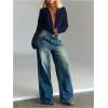 imageSOLY HUX Womens Deep V Neck Draped Crop Blouse Long Sleeve Shirts Going Out Cropped TopsDark Blue