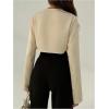 imageSOLY HUX Womens Deep V Neck Draped Crop Blouse Long Sleeve Shirts Going Out Cropped TopsPure Apricot