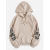 imageSOLY HUX Womens Graphic Hoodies Butterfly Print Long Sleeve Drawstring Pocket Sweatshirt Pullover TopsApricot Graphic