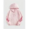 imageSOLY HUX Womens Graphic Hoodies Butterfly Print Long Sleeve Drawstring Pocket Sweatshirt Pullover TopsPink Graphic Print