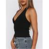 imageSOLY HUX Womens Halter Top Deep V Neck Sleeveless Backless Trendy Y2k Going Out Crop Tank TopsPure Black