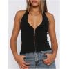 imageSOLY HUX Womens Halter Top Deep V Neck Sleeveless Backless Trendy Y2k Going Out Crop Tank TopsPure Black