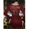 imageSOLY HUX Womens Lace Sheer Bodycon Mini Dresses Long Sleeve Sexy Club Night Out Party DressPure Burgundy