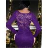 imageSOLY HUX Womens Lace Sheer Bodycon Mini Dresses Long Sleeve Sexy Club Night Out Party DressPure Purple