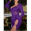 imageSOLY HUX Womens Lace Sheer Bodycon Mini Dresses Long Sleeve Sexy Club Night Out Party DressPure Purple