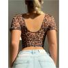 imageSOLY HUX Womens Leopard Print Front Closure Push Up Bustier Corsets Short Sleeve Sweetheart Neck Crop TopsBrown Leopard