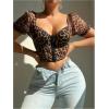imageSOLY HUX Womens Leopard Print Front Closure Push Up Bustier Corsets Short Sleeve Sweetheart Neck Crop TopsBrown Leopard