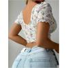 imageSOLY HUX Womens Leopard Print Front Closure Push Up Bustier Corsets Short Sleeve Sweetheart Neck Crop TopsWhite Floral