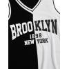 imageSOLY HUX Womens Letter Graphic Print Color Block V Neck Sleeveless Bodycon Mini DressBlack and White