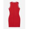imageSOLY HUX Womens Letter Graphic Print Color Block V Neck Sleeveless Bodycon Mini DressRed White