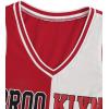 imageSOLY HUX Womens Letter Graphic Print Color Block V Neck Sleeveless Bodycon Mini DressWhite Red