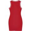 imageSOLY HUX Womens Letter Graphic Print Color Block V Neck Sleeveless Bodycon Mini DressWhite Red