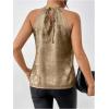 imageSOLY HUX Womens Metallic Sleeveless Shirts Color Block Halter Neck Tunic Top Party Club BlousesGold and Black