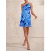 imageSOLY HUX Womens Mini Dress Tie Dye One Shoulder Sleeveless Backless Draped Summer DressesBlue Tie Dye