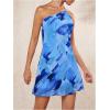imageSOLY HUX Womens Mini Dress Tie Dye One Shoulder Sleeveless Backless Draped Summer DressesBlue Tie Dye