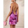 imageSOLY HUX Womens Mini Dress Tie Dye One Shoulder Sleeveless Backless Draped Summer DressesViolet Purple Tie Dye