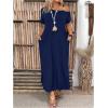 imageSOLY HUX Womens Plus Size Cold Shoulder Short Sleeve Split Hem T Shirt Dress Summer Long Maxi DressesPure Dark Blue